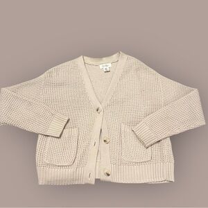 JESSICA SIMPSON CROCHET CARDIGAN SWEATER BEIGE